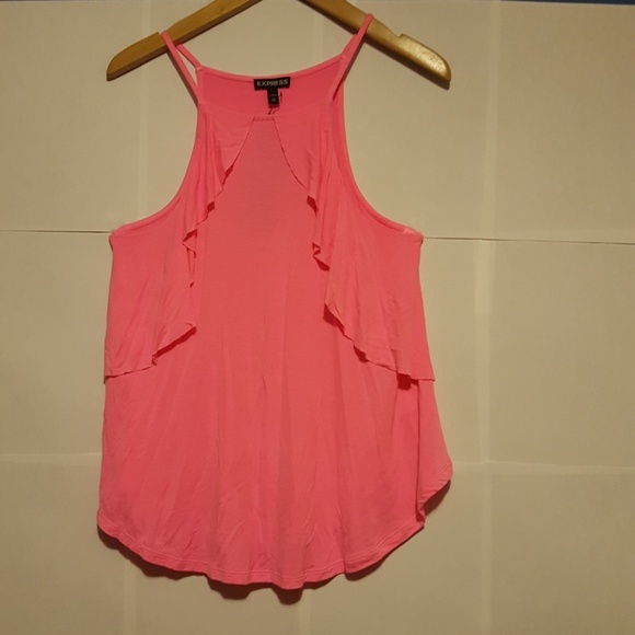 EXPRESS Bright Pink Ruffle Tank - Picture 2 of 3